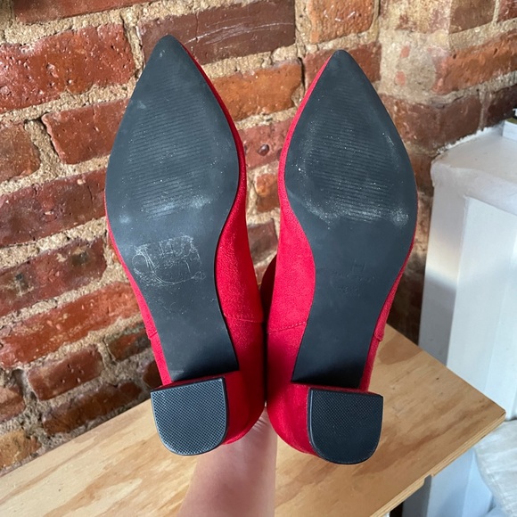 H Halston NYC Ankle Bootie RED Vegan Suede 3" Heel Womens US 8.5 - Picture 4 of 6